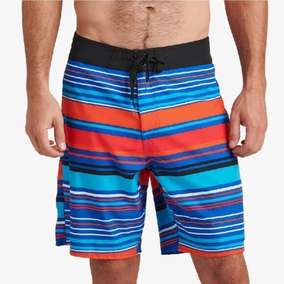 Reef Board Shorts‎ Mens Size 29 Sharpe Striped Blue Red Swim Trunks - Picture 1 of 7